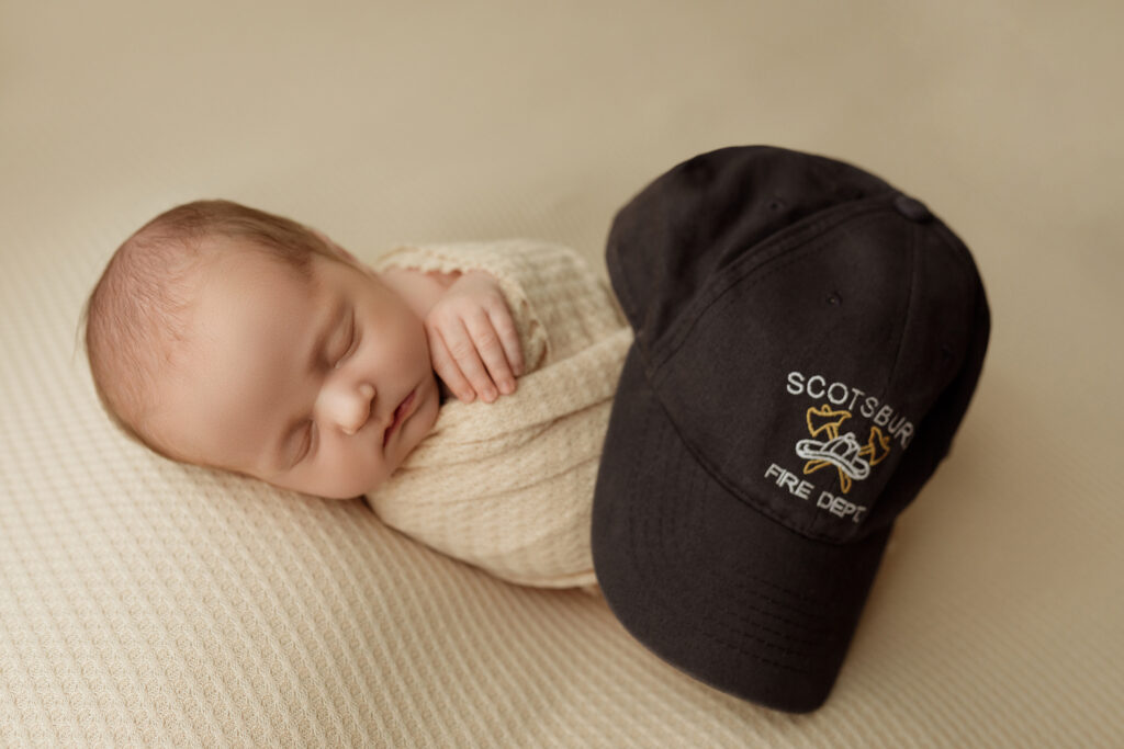Newborn posed with family heirloom by Kelsie Kelly Photographer | Edmonton Newborn Photography